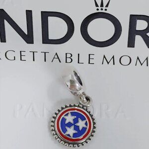 Pandora Tennessee Flag Dangle Charm S925 Silver Bracelet Pendant Charm with box